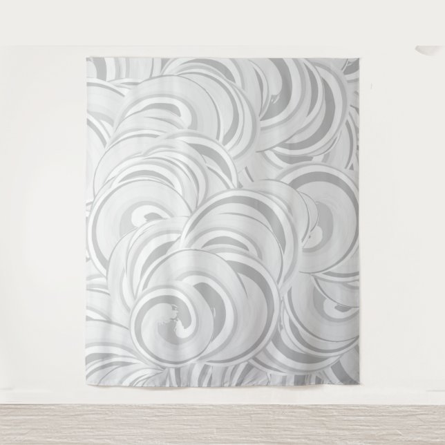 Gray White Swirls Pattern Tapestry (Front)