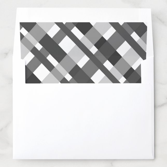 Gray White  Tartan Plaid Christmas Pattern Envelope Liner (In Envelope)