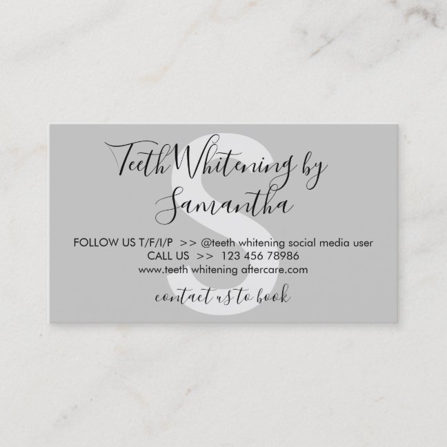 Gray White Teeth Whitening Aftercare Tips Business Card