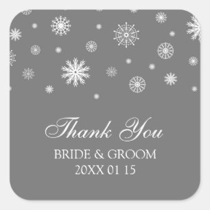 Gray White Thank You Winter Wedding Favor Tags