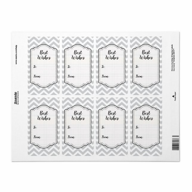 Gray & White Thick Chevron Wedding Birthday V1 Label (Full Sheet)