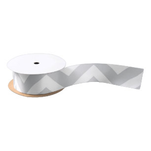 Gray & White Thick Chevron Wedding Birthday V1 Satin Ribbon