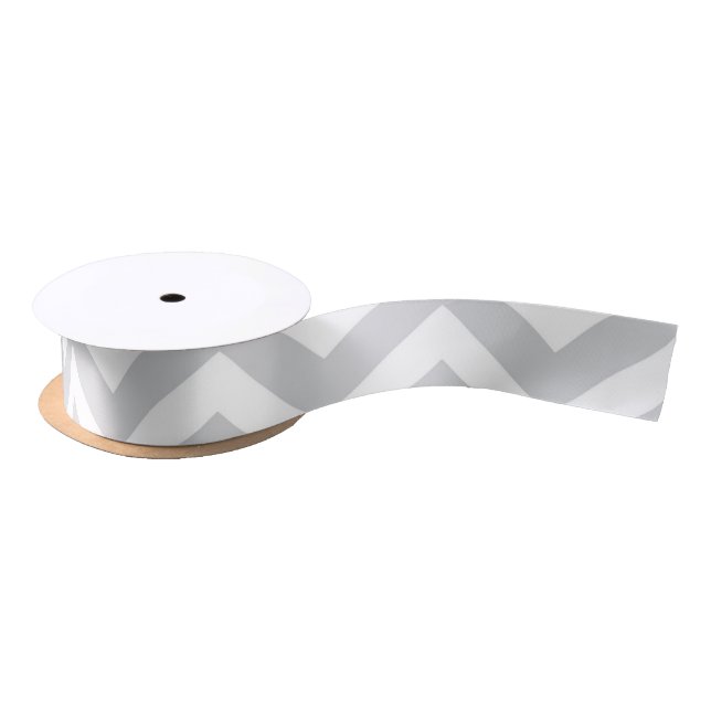 Gray & White Thick Chevron Wedding Birthday V1 Satin Ribbon (Spool)