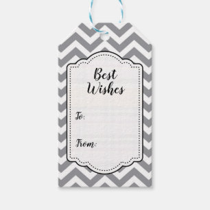 Gray & White Thick Chevron Wedding Birthday V2 Gift Tags