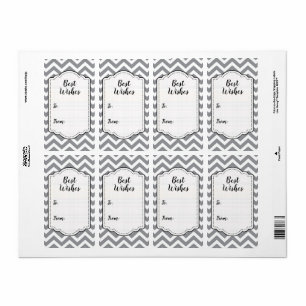 Gray & White Thick Chevron Wedding Birthday V2 Label