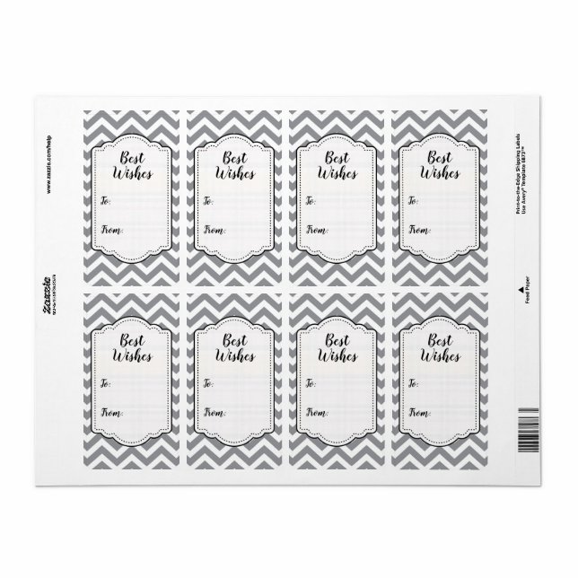 Gray & White Thick Chevron Wedding Birthday V2 Label (Full Sheet)