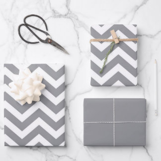 Gray & White Thick Chevron Wedding Birthday V2 Wrapping Paper Sheets