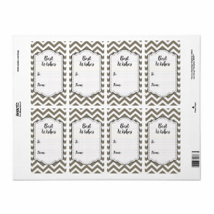 Gray & White Thick Chevron Wedding Birthday V3 Label