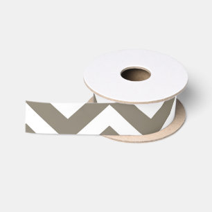 Gray & White Thick Chevron Wedding Birthday V3 Satin Ribbon