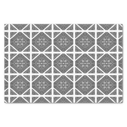 Gray White Tile Geometric Pattern Gift Tissue Paper