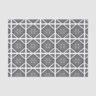 Gray White Tile Geometric Pattern Gift Tissue Paper