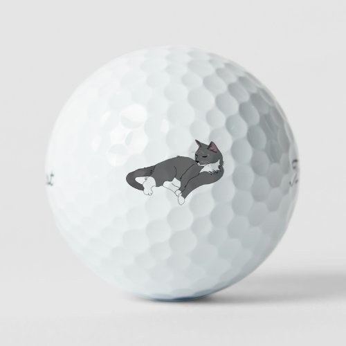Gray  White Tuxedo Cat Golf Balls
