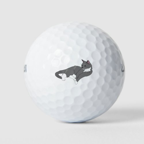 Gray  White Tuxedo Cat Golf Balls