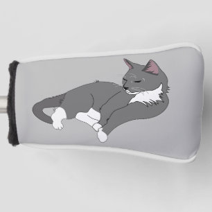 Gray & White Tuxedo Cat Golf Head Cover