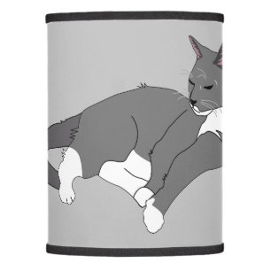 Gray & White Tuxedo Cat Lamp Shade