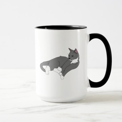 Gray  White Tuxedo Cat Mug
