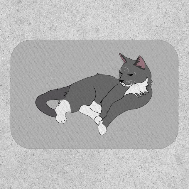 Gray & White Tuxedo Cat Patch (Front)