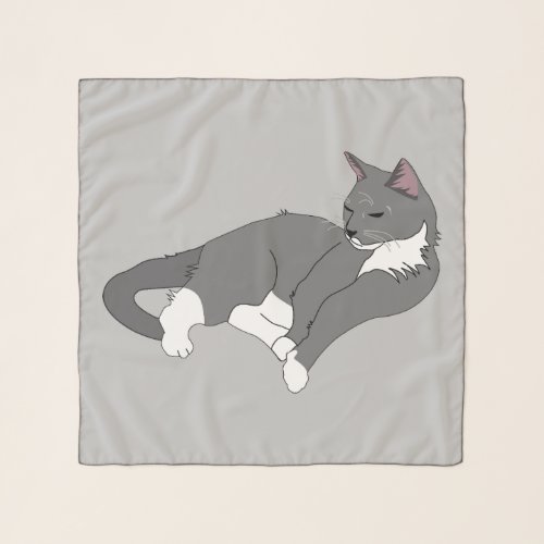 Gray  White Tuxedo Cat Scarf