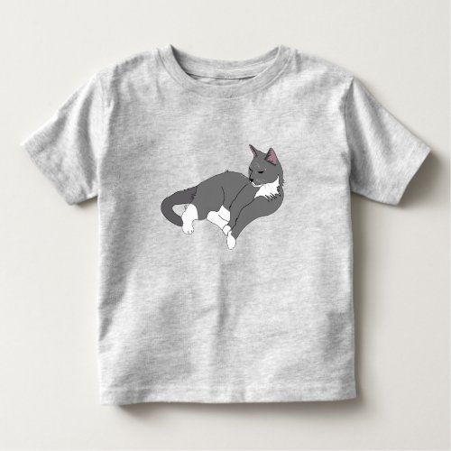 Gray  White Tuxedo Cat Toddler T_shirt