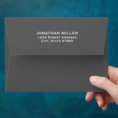 Gray White Typography Back Flap Return Address Envelope