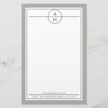 Gray | White Unisex Minimalist Modern Professional Stationery by hhbusiness at Zazzle