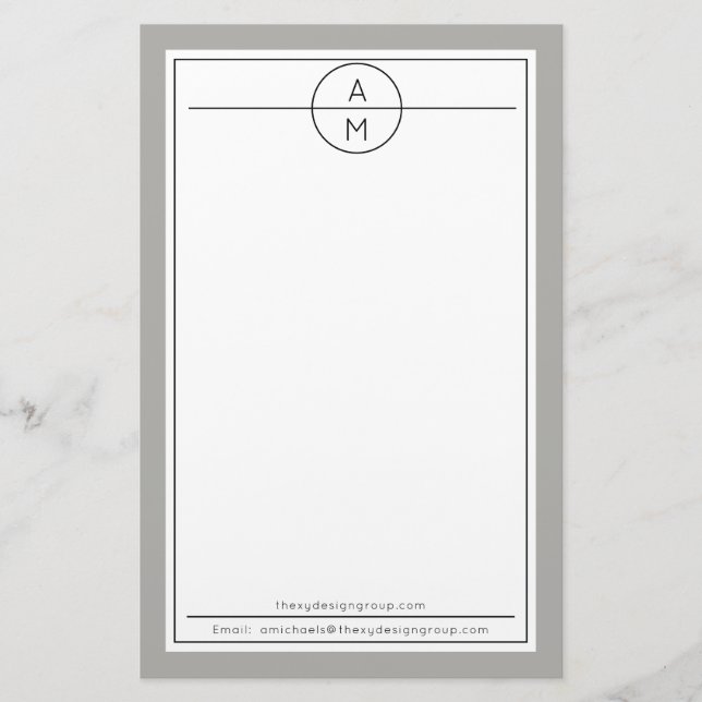 Gray | White Unisex Minimalist Modern Professional Stationery (Front)