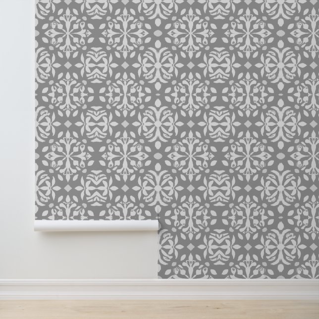 Gray & White Victorian Elegance Wallpaper (Application)