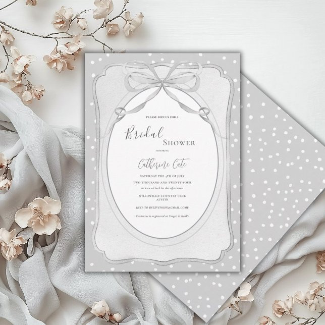 Gray & White Vintage Bridal Shower Invitation (Creator Uploaded)