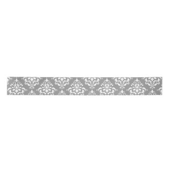 Gray White Vintage Damask Pattern 1 Satin Ribbon by GraphicsByMimi at Zazzle