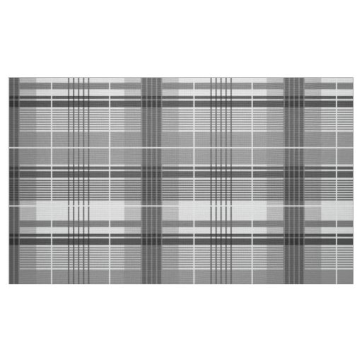 Gray & White Vintage Plaid Geometric Pattern Fabric