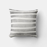 Gray White Watercolor Stripes Pattern Throw Pillow at Zazzle