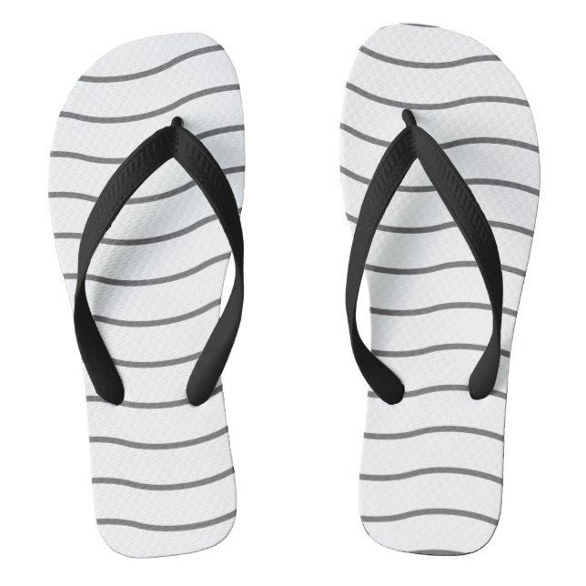 Gray White Wave Pattern Flip Flops (Footbed)