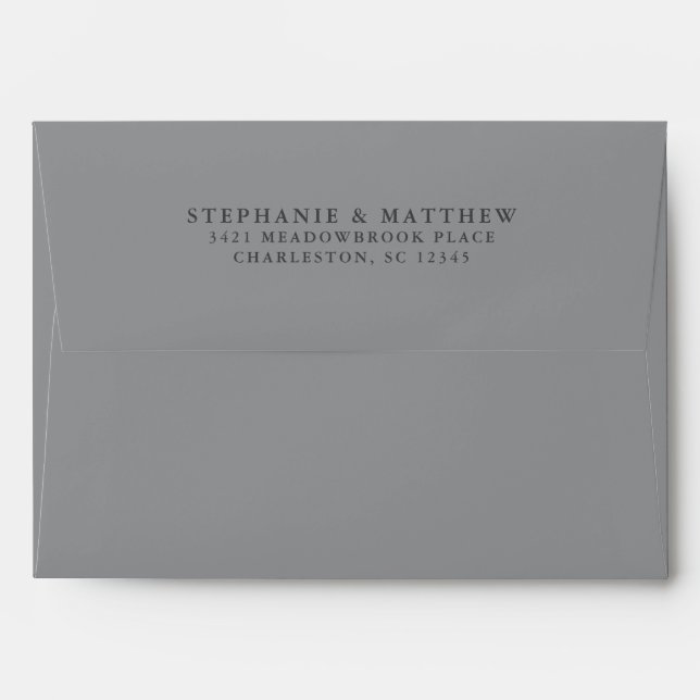 Gray White Wedding Chic Return Address Elegant Envelope (Back (Top Flap))