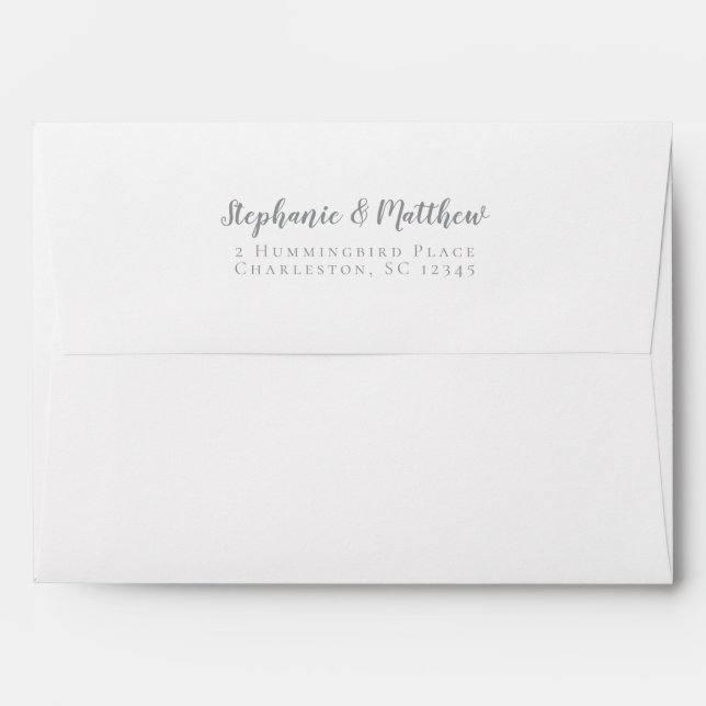 Gray & White Wedding Classic | Return Address  Envelope (Back (Top Flap))