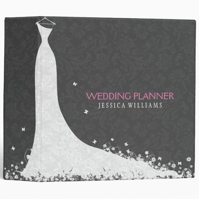 Gray & White Wedding Dress & Vintage Lace Binder (Front/Spine)