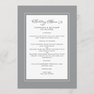 Gray & White Wedding Modern Chic Borders Menu