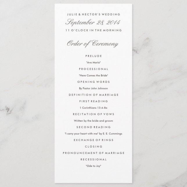 Gray & White Wedding Program Template (Front)