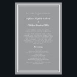 Gray White Wedding Script Budget Ceremony Program<br><div class="desc">Elegant, minimalist gray & white budget wedding ceremony program features a simple modern design with a double framed border in crisp white on a traditional gray background. Traditional, classic wording provides timeless sophistication. Personalize wedding ceremony details for your guests in trendy script & lettering. The back of the card matches...</div>