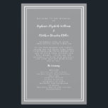 Gray White Wedding Script Budget Ceremony Program<br><div class="desc">Elegant, minimalist gray & white budget wedding ceremony program features a simple modern design with a double framed border in crisp white on a traditional gray background. Traditional, classic wording provides timeless sophistication. Personalize wedding ceremony details for your guests in trendy script & lettering. The back of the card matches...</div>