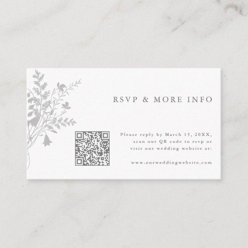 Gray  White Wildflower Wedding RSVP Enclosure Card