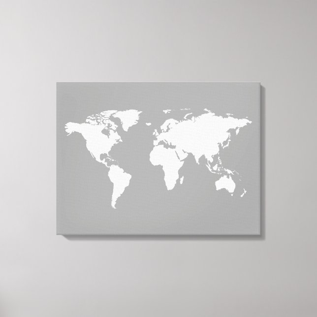 gray white world-map canvas print (Front)