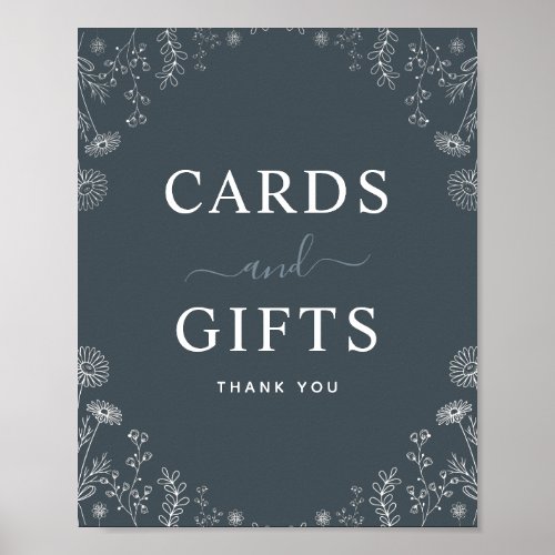 Gray  Wildflowers Botanical Cards and Gifts Poster