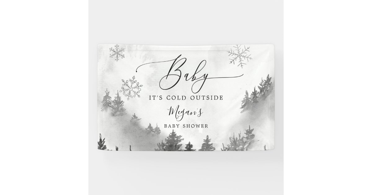 Gray Winter Wonderland Baby Shower Banner