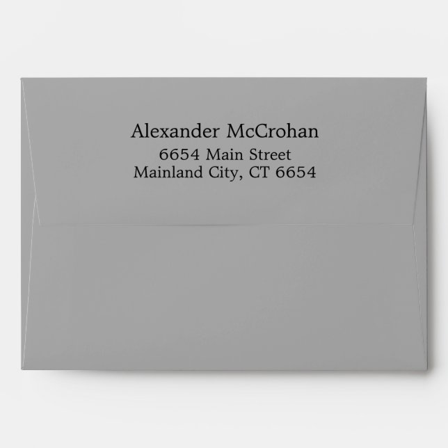 Gray with Black Return Address Mailing Envelope (Back (Top Flap))