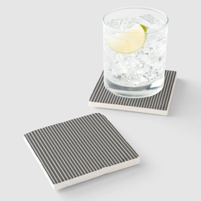 gray with black stripes stone coaster (Side)