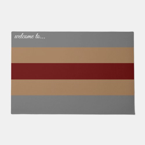 Gray with deep red stripe sunburned custom doormat