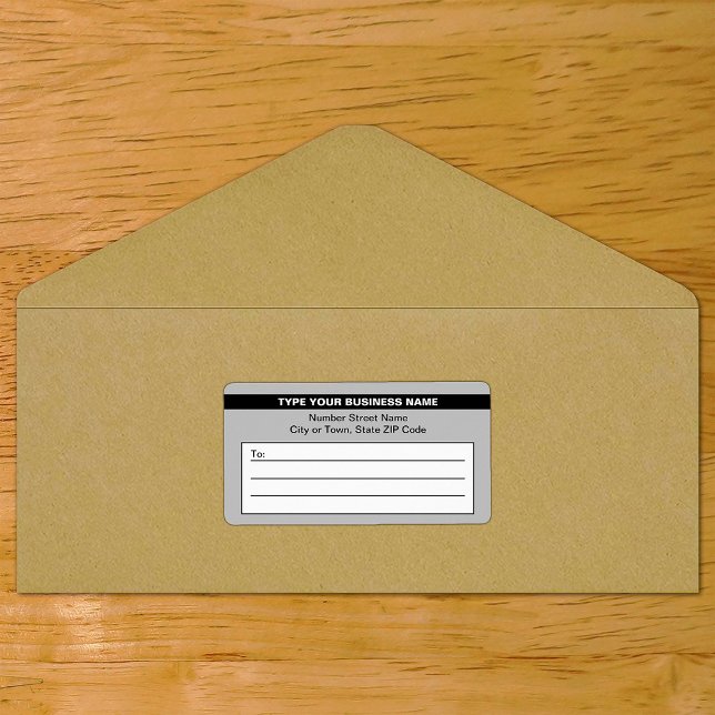 Gray With Highlighted Business Name Shipping Label (Gray shipping label with your highlighted brand on envelope)