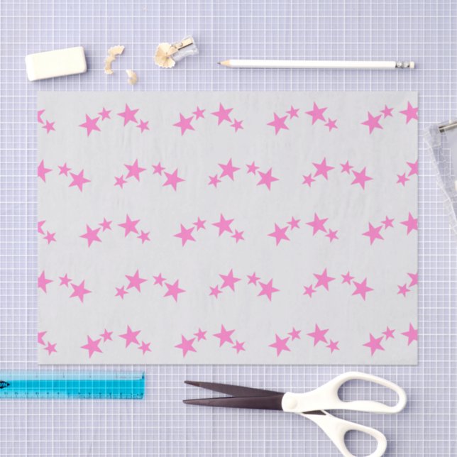 Gray with hot pink stars tissue paper (Craft)