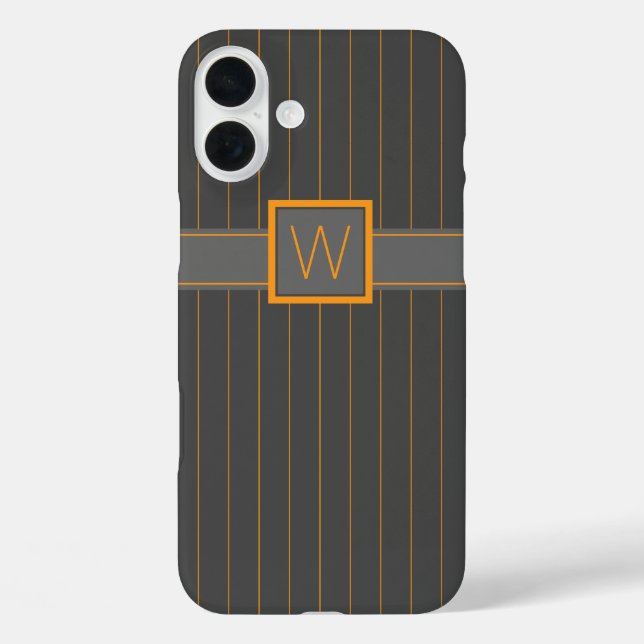 Gray with Orange Pinstripes Case-Mate Case (Back)