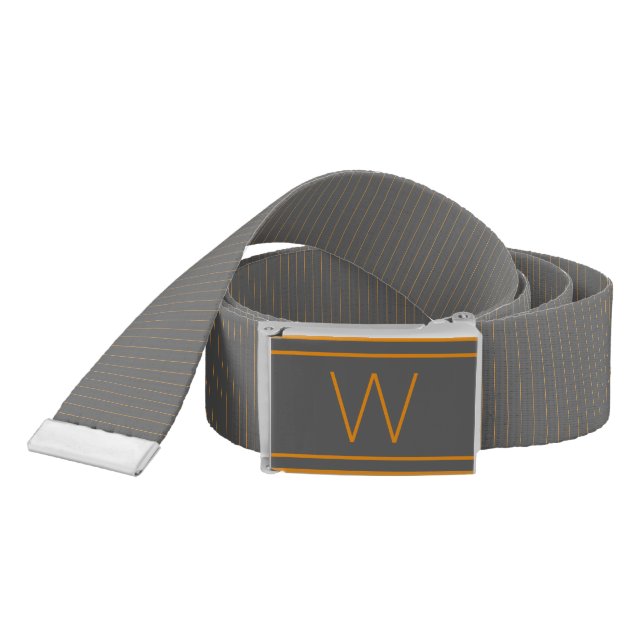 Gray with Orange Pinstripes Casual Belt (Snake)